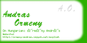 andras ormeny business card